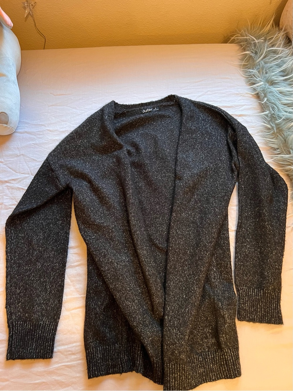 Open-Front Black Heather Women’s Cardigan Sweater